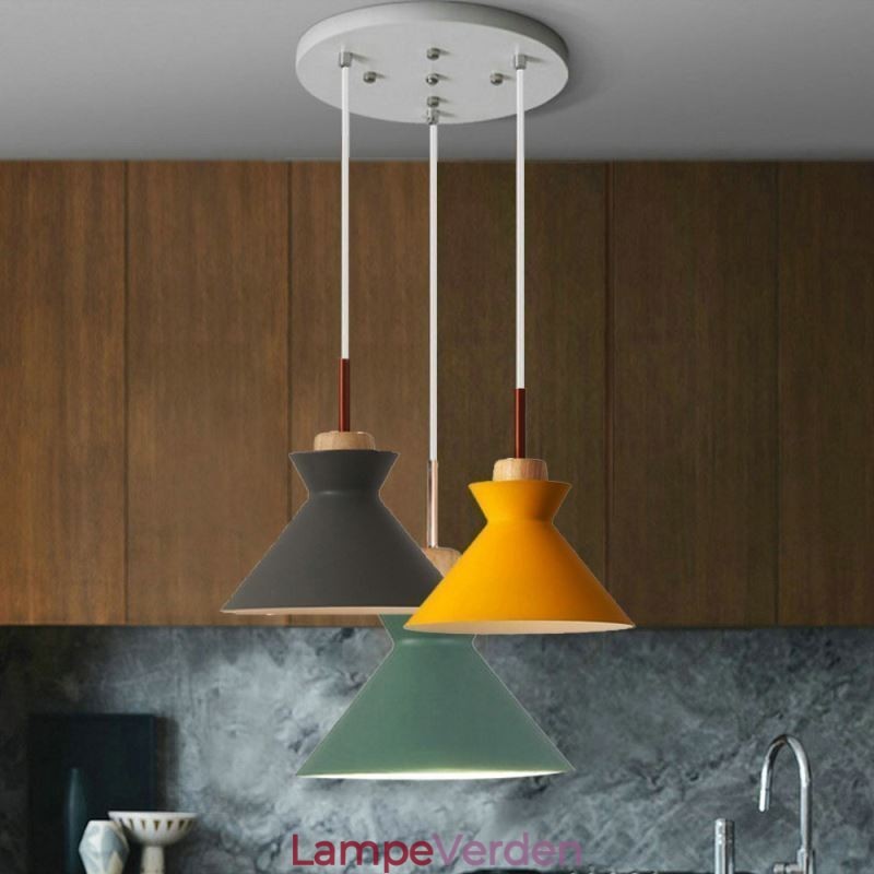 Nordic Macaron Island 3 Light Pendel Lighting Simple Iron Arti Three Lights