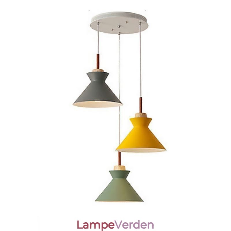 Nordic Macaron Island 3 Light Pendel Lighting Simple Iron Arti Three Lights