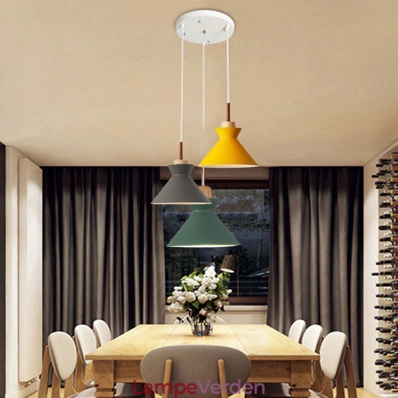 Nordic Macaron Island 3 Light Pendel Lighting Simple Iron Arti Three Lights