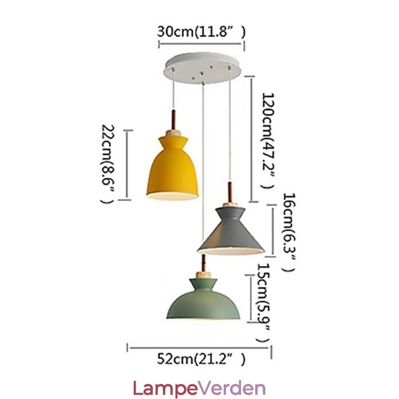 Macaron pendel Nordic Simple Iron Arti Tre lys armatur