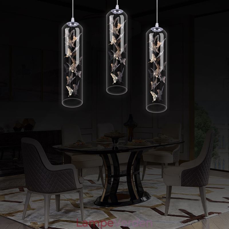 Glas Pendel Creative Nordic Cylinder Lampe Butterfly Light