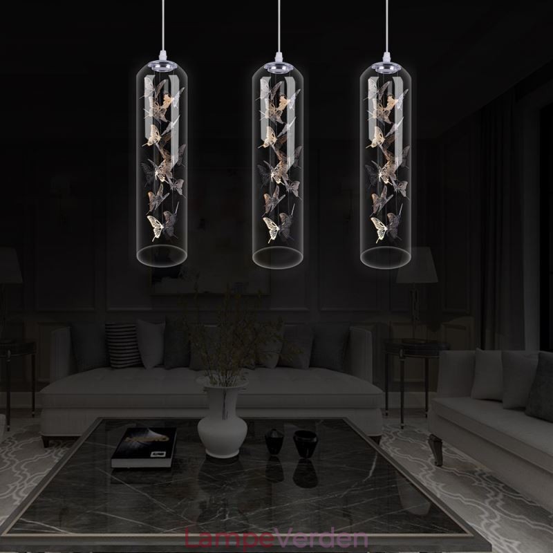 Glas Pendel Creative Nordic Cylinder Lampe Butterfly Light