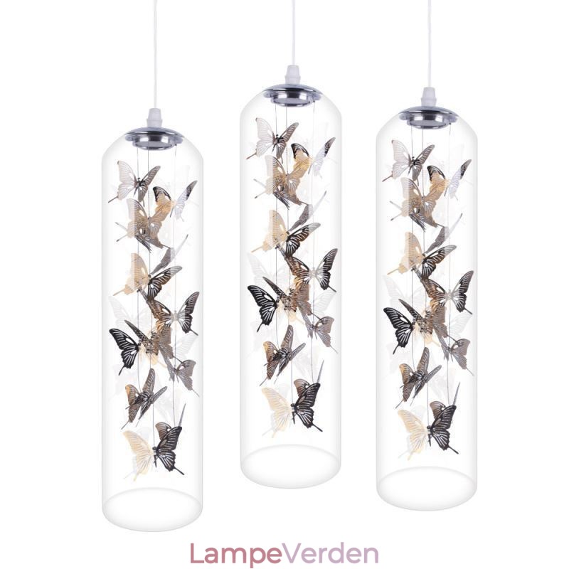 Glas Pendel Creative Nordic Cylinder Lampe Butterfly Light