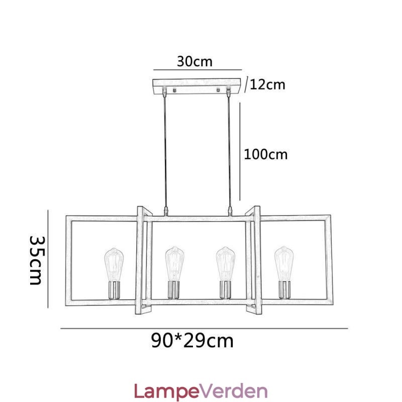 4 Light Pendel Light Industrial Style Lightingway