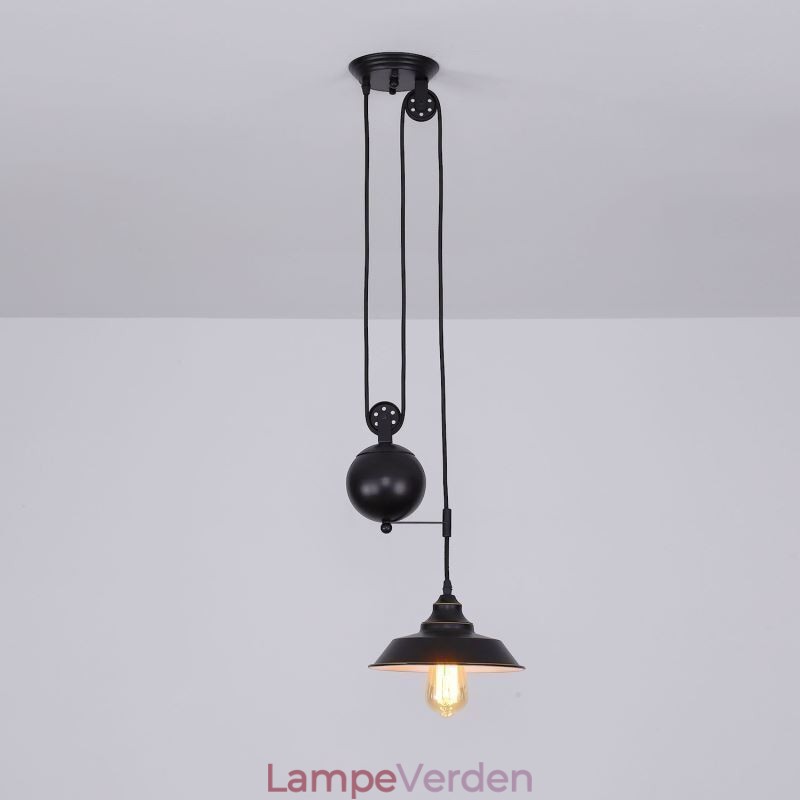 Industrial Farmhouse Pulley Pendel Light Retractable Design Justerbar Højde