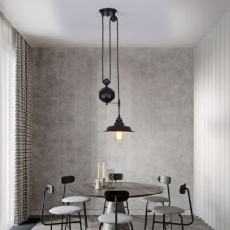 Industrial Farmhouse Pulley Pendel Light Retractable Design Justerbar Højde