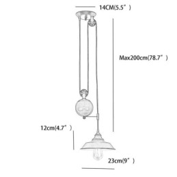 Industrial Farmhouse Pulley Pendel Light Retractable Design Justerbar Højde