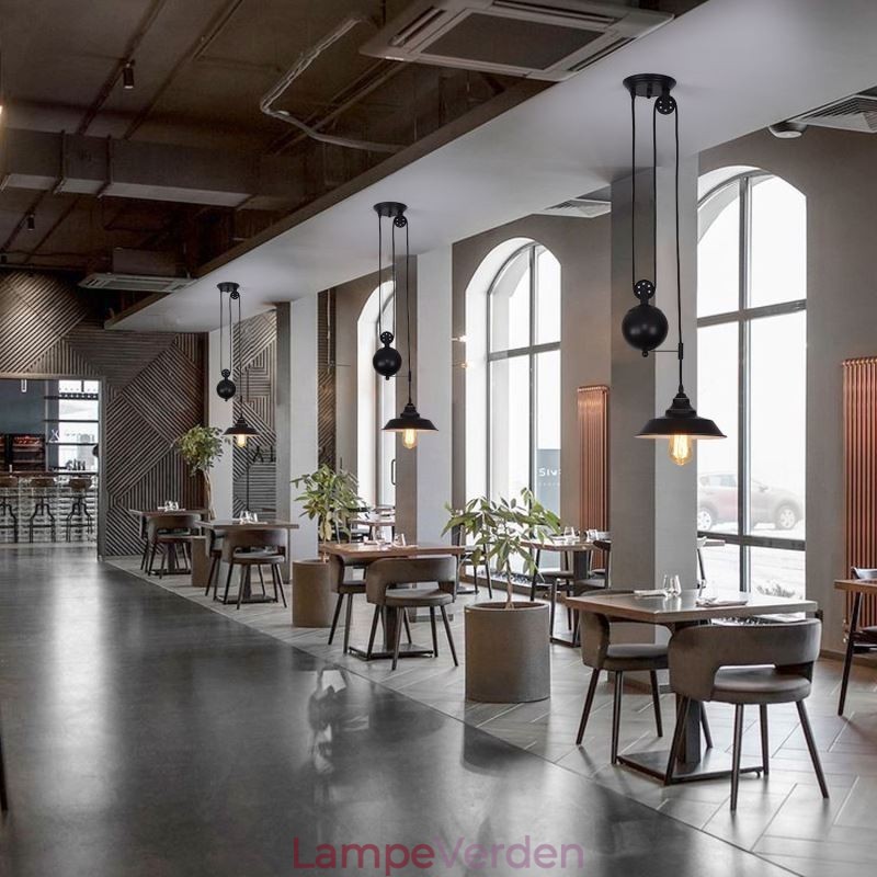 Industrial Farmhouse Pulley Pendel Light Retractable Design Justerbar Højde