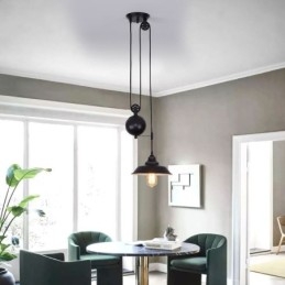 Industrial Farmhouse Pulley Pendel Light Retractable Design Justerbar Højde