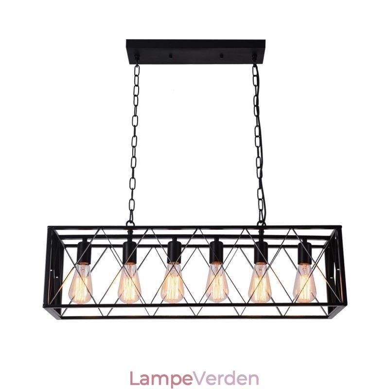 Rustik rektangulær pendel 6 lys bondehus hængende lys