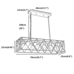 Rustik rektangulær pendel 6 lys bondehus hængende lys