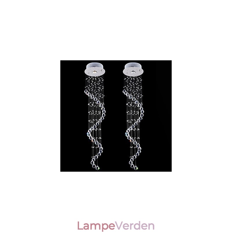 Krystal Pendel Lysekrone Belysning 1 Lys Sølv Canpoy Klar K9 Krystal Helix Loftslamper H120CM