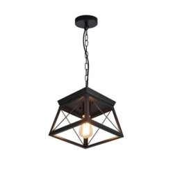 Vintage trapezformet pendel metal sort loftslampe