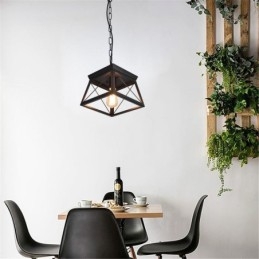 Vintage trapezformet pendel metal sort loftslampe