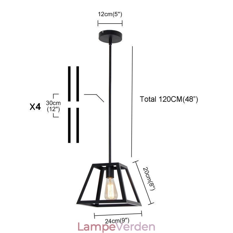 Rustik bondegårdspendel Industriel Mini Metal Loftslampe Trapezformet ø