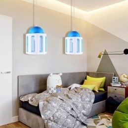 Slotsformet pendel lys moderne blå og hvid farve