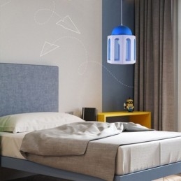 Slotsformet pendel lys moderne blå og hvid farve
