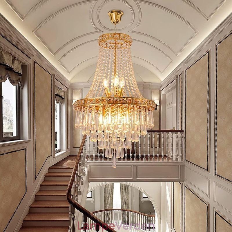 Moderne Krystallysekrone Moderne Elegant Loftslampe Duplex Trappe