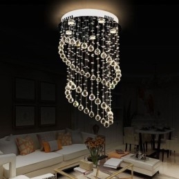 Moderne krystal lysekrone rund regndråbe loftslampe