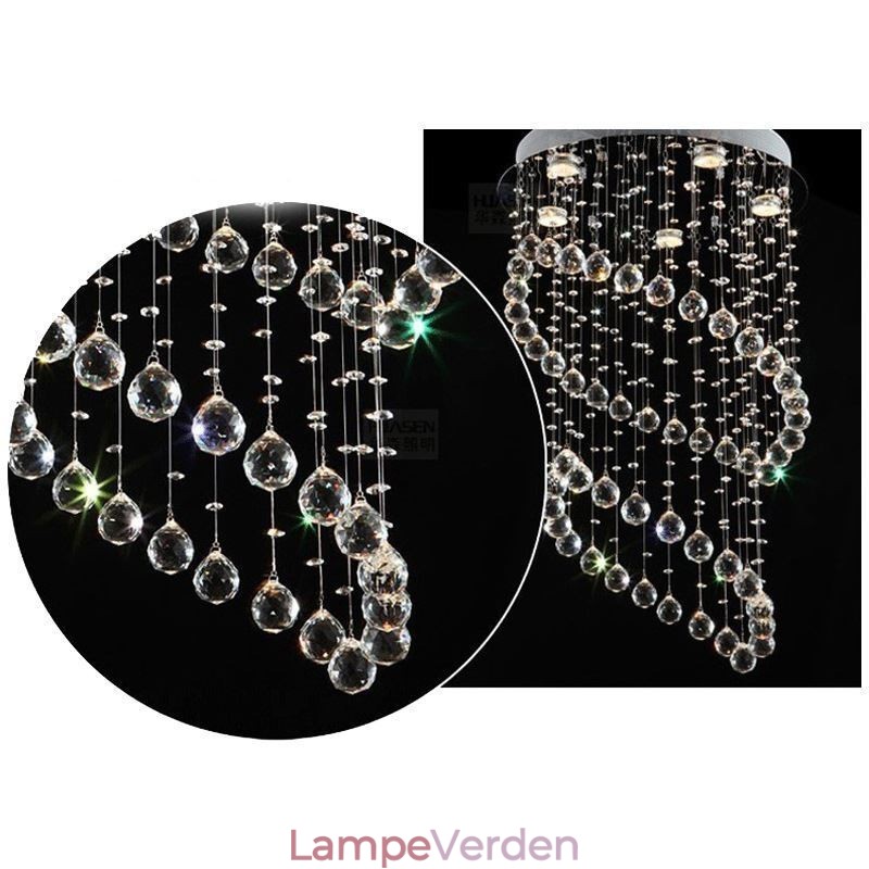 Moderne krystal lysekrone rund regndråbe loftslampe