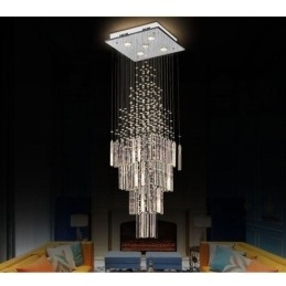Moderne Firkantet Krystal Lysekrone Moderne Elegant Loftslampe Duplex Trappe