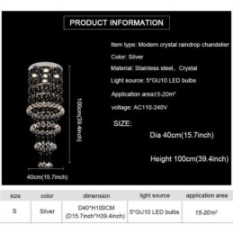 Krystallysekrone Moderne Elegant Loftslampe Duplex Trappe