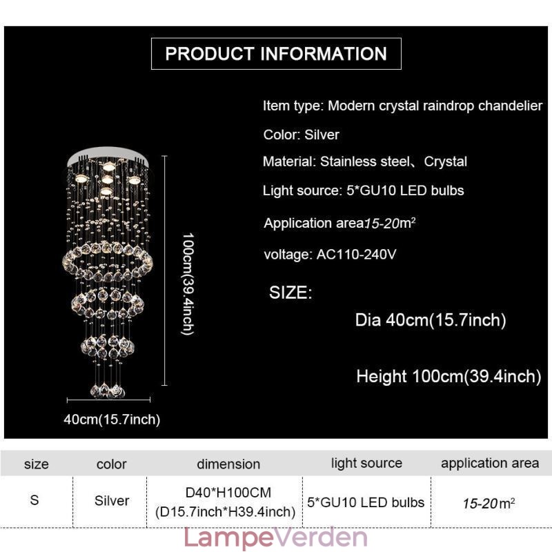 Krystallysekrone Moderne Elegant Loftslampe Duplex Trappe