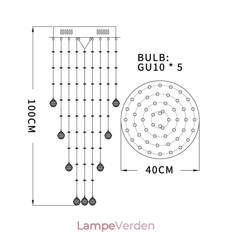 Krystallysekrone Moderne Elegant Loftslampe Duplex Trappe