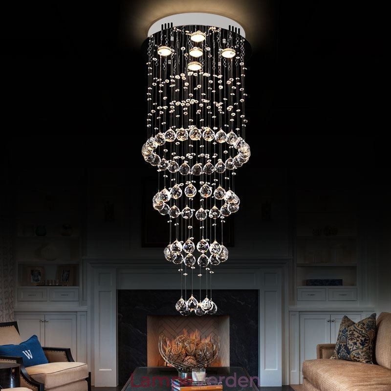 Krystallysekrone Moderne Elegant Loftslampe Duplex Trappe