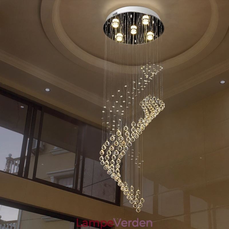 Elegant krystal lysekrone regndråbe loftslys foyer