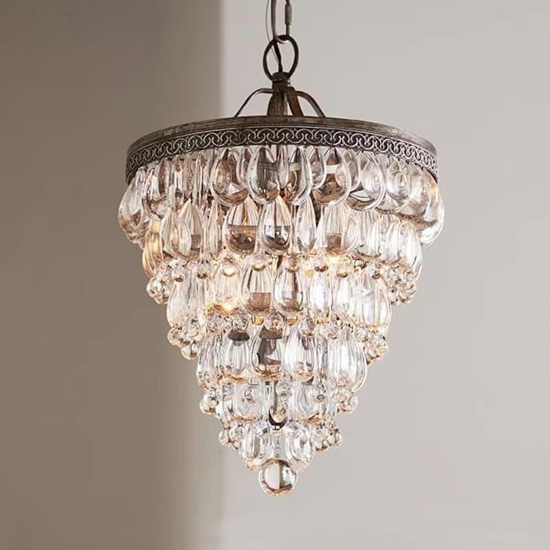 Amerikansk krystal loftslampe Country Retro Rund Pendel