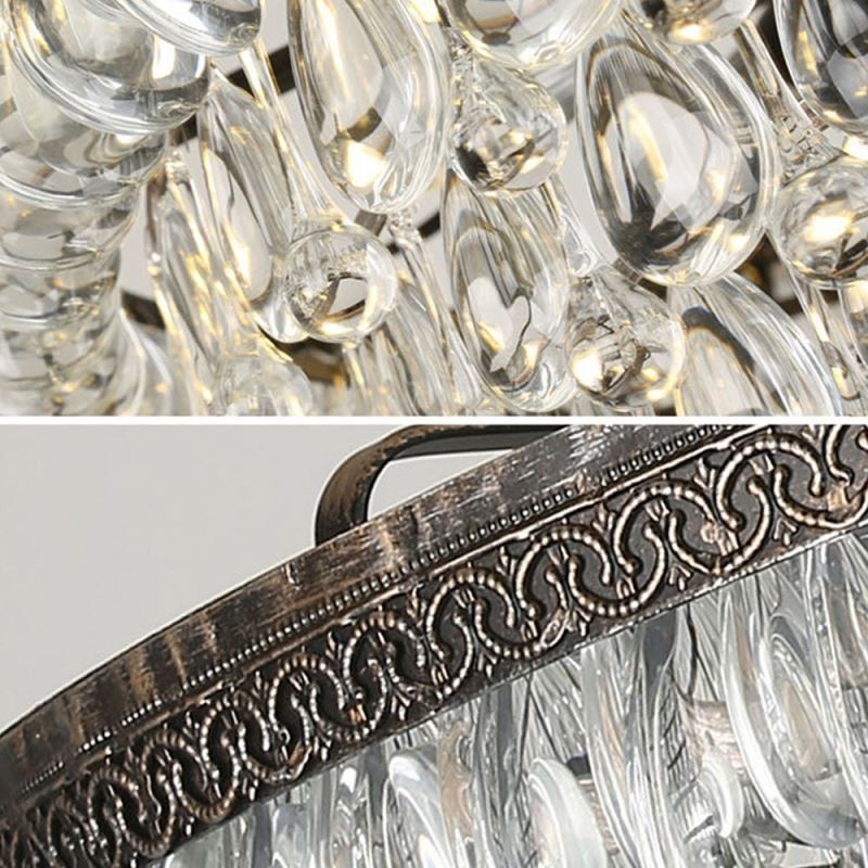 Amerikansk krystal loftslampe Country Retro Rund Pendel