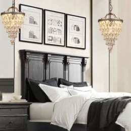 Amerikansk krystal loftslampe Country Retro Rund Pendel