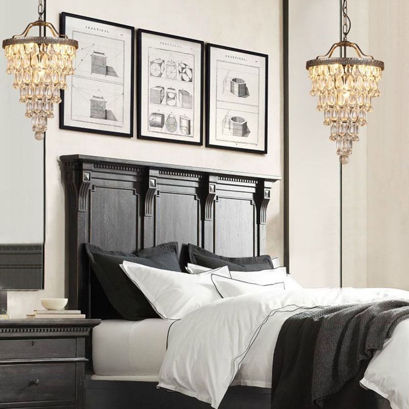 Amerikansk krystal loftslampe Country Retro Rund Pendel