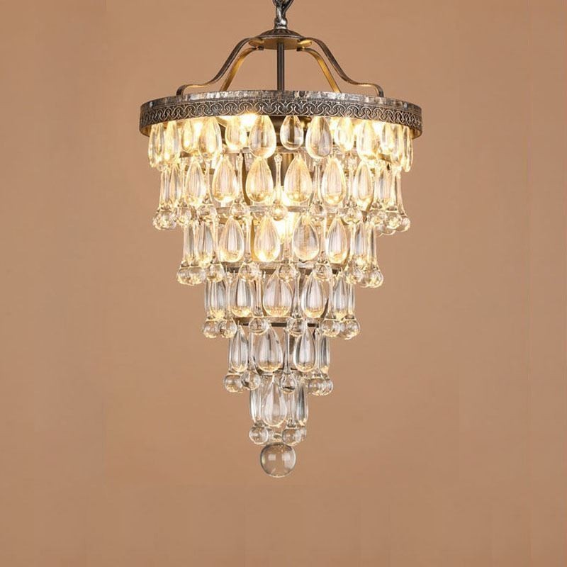 Amerikansk krystal loftslampe Country Retro Rund Pendel