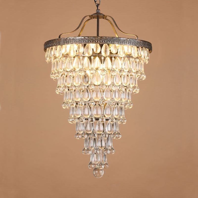 Amerikansk krystal loftslampe Country Retro Rund Pendel