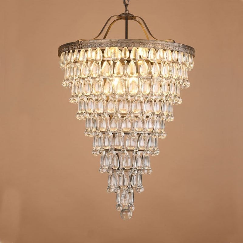 Amerikansk krystal loftslampe Country Retro Rund Pendel