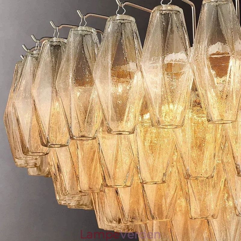 Amerikansk Pendel Glas Loftslampe Rav Gennemsigtig 90cm 14 Lys