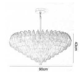 Amerikansk Pendel Glas Loftslampe Rav Gennemsigtig 90cm 14 Lys