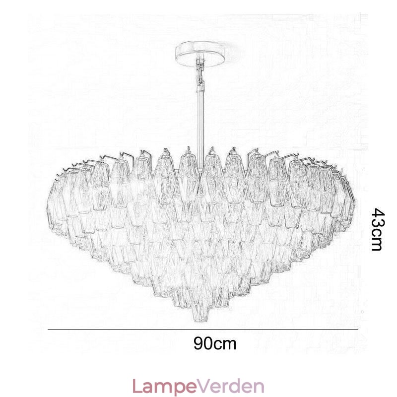 Amerikansk Pendel Glas Loftslampe Rav Gennemsigtig 90cm 14 Lys