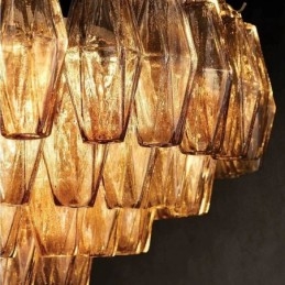 Amerikansk Pendel Glas Loftslampe Rav Gennemsigtig 90cm 14 Lys