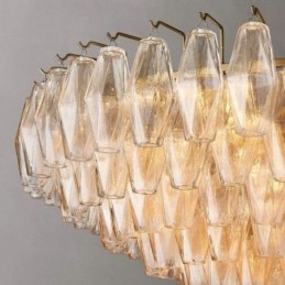 Amerikansk Pendel Glas Loftslampe Rav Gennemsigtig 90cm 14 Lys