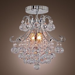 Moderne moderne krystal mini stil galvaniseret metal lysekrone Flush Mount