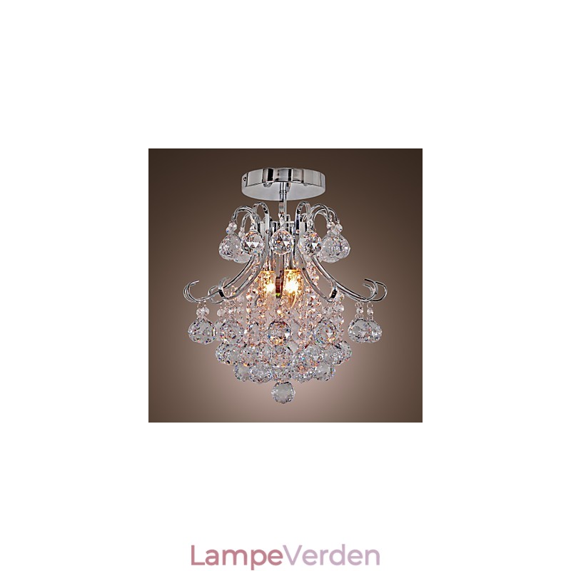 Moderne moderne krystal mini stil galvaniseret metal lysekrone Flush Mount
