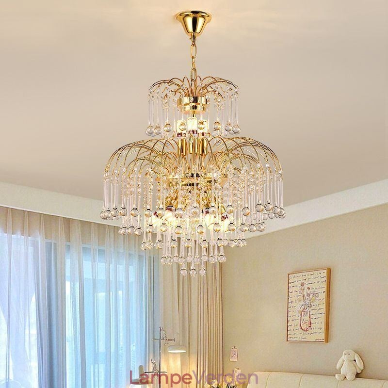 Krystal pendel Elegant duplex dekorativ loftslampe
