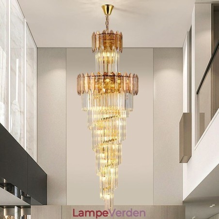 Tilspidset krystal pendel luksus duplex dekorativ loftslampe Tilspidset krystal pendel luksus duplex dekorativ loftslampe