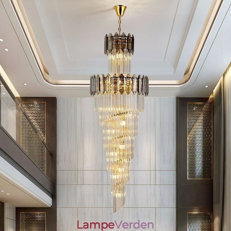 Tilspidset krystal pendel luksus duplex dekorativ loftslampe