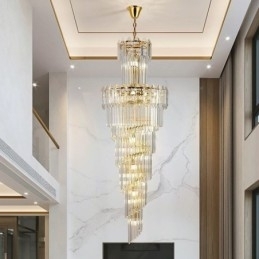 Tilspidset krystal pendel luksus duplex dekorativ loftslampe