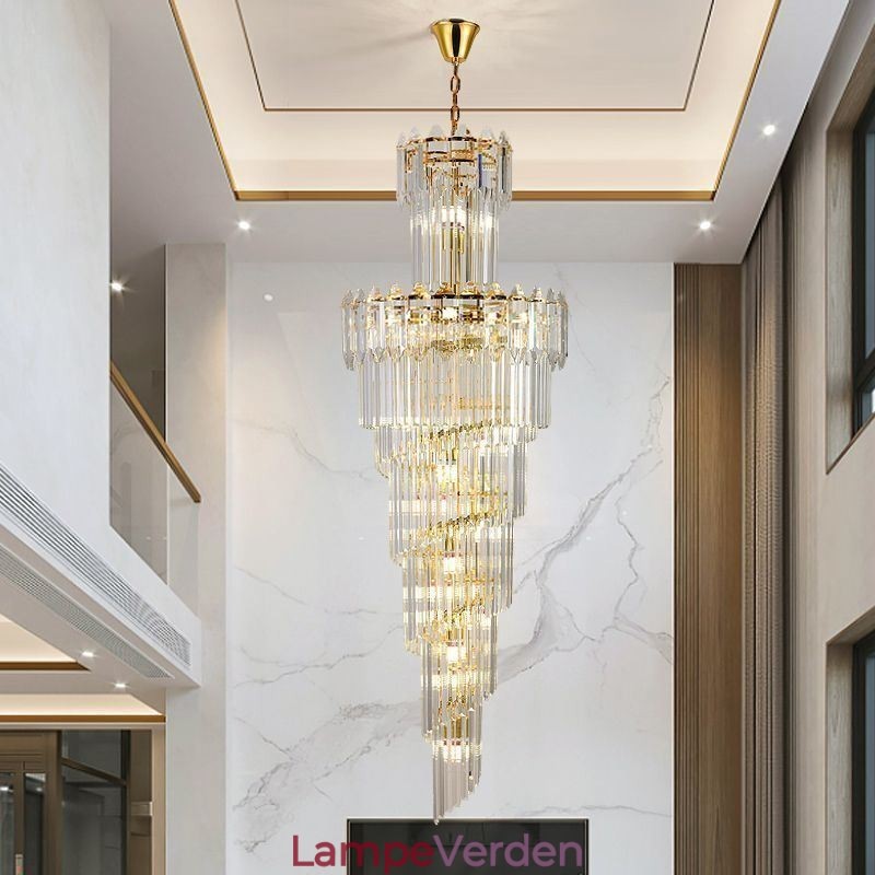 Tilspidset krystal pendel luksus duplex dekorativ loftslampe