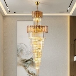 Tilspidset krystal pendel luksus duplex dekorativ loftslampe